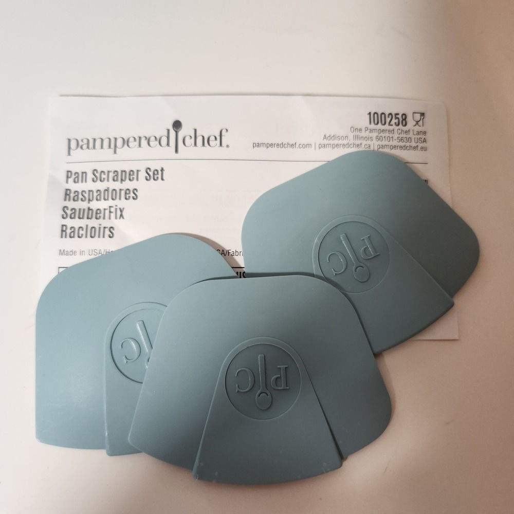 Pampered Chef Pan Scraper Set Blue‎ Nylon Kitchen Cleaning Tools 3 Pack